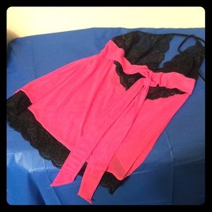 Fredricks of Hollywood pink black lacy lingerie M
